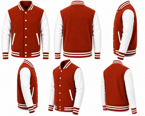 Veste universitaire rouge et blanche pour homme, style décontracté, boutonnée, coupe classique, vêtement d'hiver, toile, séchage rapide et coupe-vent - Product Image 6