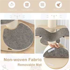 Beige Cat Tree Climbing Frame with Anti-Slip Pads for Scratching & Relaxing for Feline Comfort & Entertainment - Product Image 6