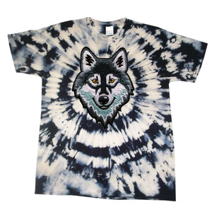 T-shirt unisexe Tie Dye Tête de loup, manches courtes, col rond, 100% coton respirant, coupe classique, toutes saisons, motif vert et blanc - Product Image 5