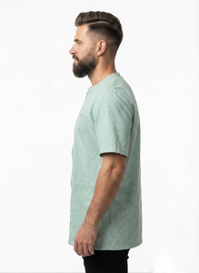 Veste de barbier professionnelle en soie écologique, imperméable, avec logo brodé personnalisé, fermeture éclair, manches courtes - Product Image 4