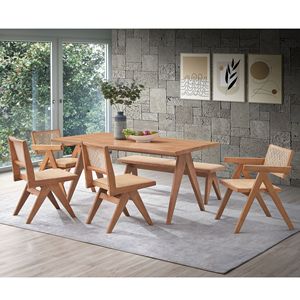 Set di 2 Sedie da Pranzo con Braccioli in Beige e Naturale - Product Image 6