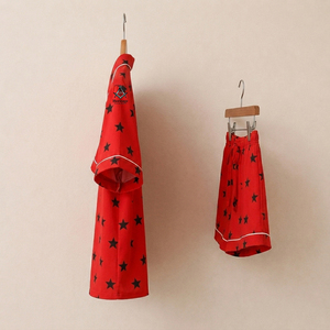 Ropa de Dormir de Lujo para Mujer, Estampado de Estrellas en Rojo y Negro, Estilo Griego de la Hermandad Delta Sigma, Herencia Masónica - Product Image 2