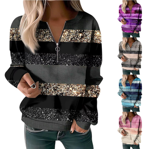 Sudaderas con capucha para mujer, nuevas, de calidad, para otoño, con cuello redondo, cremallera, en amarillo, rojo y azul, estilo urbano, de manga larga - Product Image 1