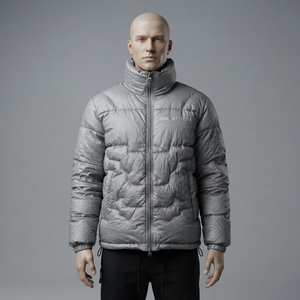 Men <b>Lightweight</b> <b>Puffer</b> <b>Jacket</b> Crinkle Fabric High Collar Quilted Winter Warm Insulated Casual Outdoor <b>Jacket</b> OEM ODM - Product Image 1