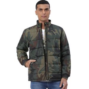 2025 nuevo diseño de camuflaje chaqueta acolchada para hombre de lujo de alta calidad con cordón personalizado con cremallera chaqueta acolchada para hombres - Product Image 1