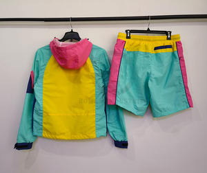 Custom High Quality Nylon Streetwear Men Two Piece Shorts <b>Zip</b> up <b>Hoodie</b> Windbreaker Shorts Jackets Tracksuit Set - Product Image 2