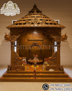 Artesanía Tradicional India de Madera, Templo Decorativo para el Hogar, Madera de Teca Sólida, Pooja Mandir, Tamaño Personalizado, Envío Marítimo, DSTEXPORTS - Product Image 5