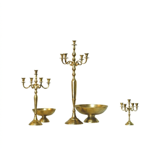 Candélabre plaqué or de qualité export pour centre de table et sol, bougeoirs en métal faits à la main pour fêtes et mariages - Product Image 2