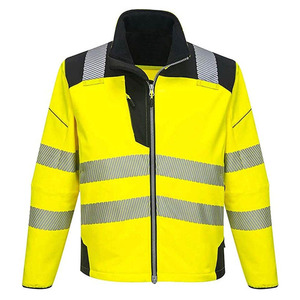 Unisex High Visibility Fleece <b>Jacket</b> Reflective Stripes Windproof <b>Winter</b> Workwear Safety Coat Yellow Stand Collar Hooded Thick - Product Image 4