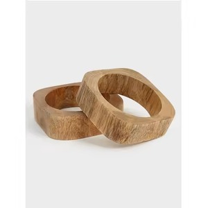 Ensemble d'anneaux de serviette en bois rustique, porte-serviettes décoratif pour table à manger, mariage, restaurant, hôtel, fête, décoration de la maison - Product Image 6