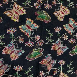 Premium position print with embroidery fabric is a modern textile designed for stylish fashion and <b>garment</b> collections This fabr - Product Image 3