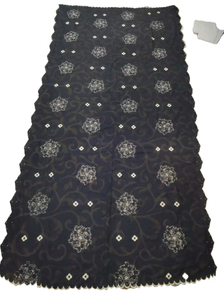 Premium Women Black Chiffon Hijab Floral Embroidery Shawl Breathable Daily Wear All Seasons Middle East Style Scarf Rhinestones - Product Image 4