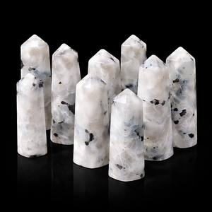 Obelisco de Piedra Lunar Arcoíris Natural, Torre de Cristal con Destello Azul, Piedra Curativa, Reiki, Meditación, Decoración Energética, Hecho a Mano, Feng Shui - Product Image 1