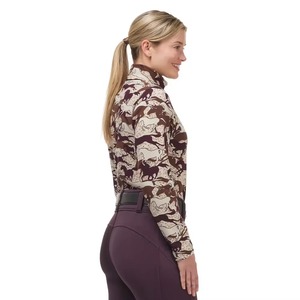 Pantalon d'équitation pour femmes, longueur intégrale, taille haute, imprimé, en spandex et polyester, extensible dans quatre directions, avec ceinture - Product Image 2