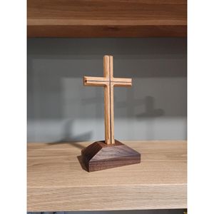 Croix classique en bois massif, faite à la main, décoration religieuse chrétienne pour table, église, maison, prière, autel - Product Image 6