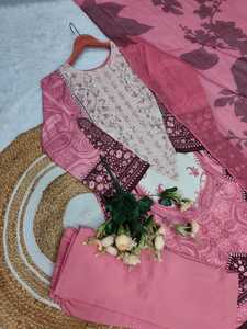 ชุดสาหรี่กะมีซผ้าฝ้ายอินเดียปากีสถาน ดีไซน์ทันสมัย งานปักลายสวยงาม แบบดั้งเดิม ล่าสุด สำหรับงานปาร์ตี้ผู้หญิง - Product Image 2