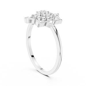 Anillo de Diamantes Minimalista en Forma de Estrella de Oro Amarillo Sólido de 14k con Diamantes Cultivados en Laboratorio de Corte Redondo, Anillo de Boda Clásico, Regalo para Ella - Product Image 5
