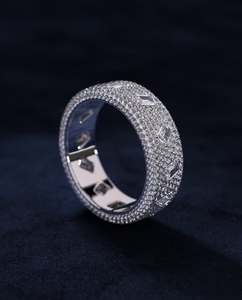 Eternity Band <b>Ring</b> Women's Diamond <b>Emerald</b> Cut Micro Pave Rhodium Plated 925 <b>Silver</b> Plated Glam Wedding Engagement <b>Ring</b> - Product Image 1