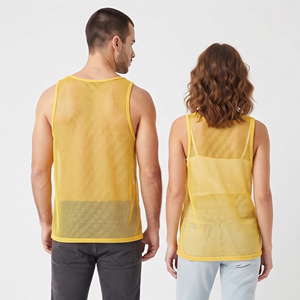 Débardeur en maille transparente pour femme, décontracté, léger, 100% polyester, sans manches, unisexe, pour l'été et la plage, style résille - Product Image 2