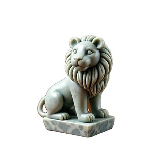 Figurine de lion en marbre de qualité supérieure, artisanale, polie, décoration élégante - Product Image 3