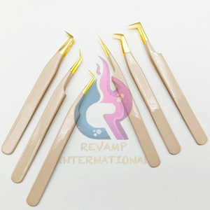 Pince à épiler professionnelle en acier inoxydable avec logo personnalisé pour la pose d'extensions de cils, création de bouquets et isolation des cils volumineux, 90/65/45 degrés - Product Image 5