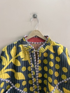 Indian <b>Kantha</b> Quilted Handmade Vintage Bomber <b>Jacket</b> Reversible Trendy <b>Jacket</b> - Product Image 3