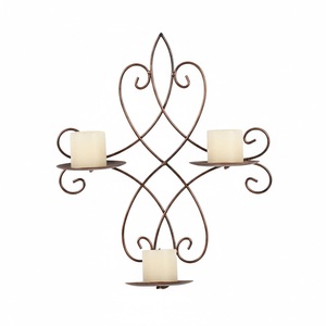 Juego de 2 apliques de pared de hierro negro, portavelas decorativos de metal con diseño en espiral, decoración de pared para el hogar, ideal para sala de estar y eventos. - Product Image 2