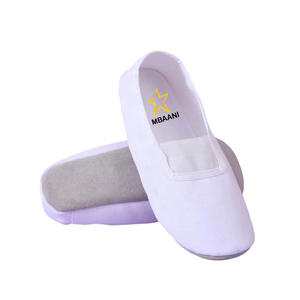 Chaussures de jazz en toile blanche pour femmes MBAANI, ballerines souples pour la pratique de la danse, semelle fendue en cuir - Product Image 1