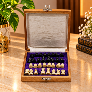 Jeu d'échecs carré en bois poli et peint fait main, jeu de société moderne, pièces durables, décoration d'intérieur, cadeaux de Thanksgiving et de Noël - Product Image 3