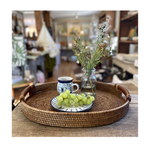 Natural Fibre Cane Serving Storage <b>Tray</b> For Coffee Snacks <b>Breakfast</b> Multipurpose Rattan Vanity <b>Tray</b> For Kitchenware Tableware - Product Image 2