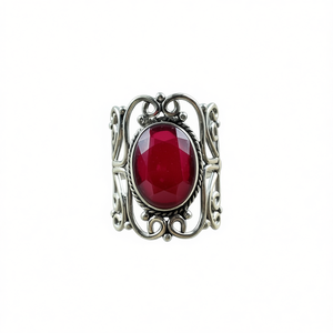 Vintage Style 6.1 Grams <b>Chunky</b> Ruby Fashion <b>Ring</b> Bezel Setting Inlay - Product Image 2