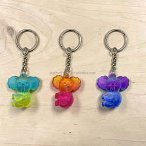 Color Changing Koala Keychain <b>Cartoon</b> Animal Shape Plastic Pendant Stainless Steel <b>Ring</b> 3D Design Gift Charm - Product Image 3