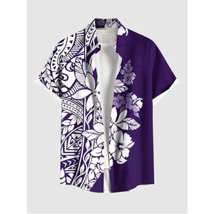 Ensembles Hawaïens Personnalisés Assortis pour Couples – Chemise Aloha Homme à Manches Courtes & Robe Longue Femme à Épaules Dénudées - Product Image 6