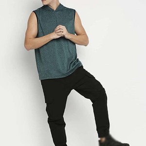 <b>Men's</b> Sleeveless Hooded Tank Top Solid Color Knitted Breathable Regular Fit Summer Casual Wear - Product Image 1