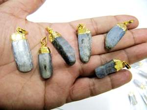 Colgante de Jaspe Azul Natural en Forma de Lápiz con Punta, Amuleto de Piedra Preciosa - Product Image 3