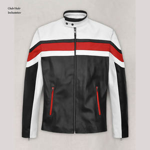 Blouson en cuir élégant pour homme, imperméable, col montant, style moto, durable - Product Image 1