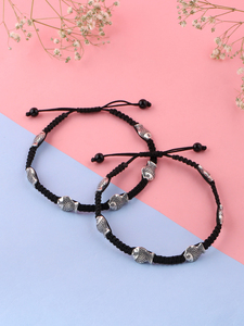 สร้อยข้อเท้าผู้หญิงลายปลา ปรับขนาดได้ เชือกสีดำ สไตล์โบโฮ - Product Image 1