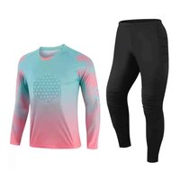 Set Jersey Kiper Sepak Bola Pria, Bahan Polyester Bernapas, Lengan Panjang, Seragam Latihan Sepak Bola, Perlengkapan Pelindung, Custom