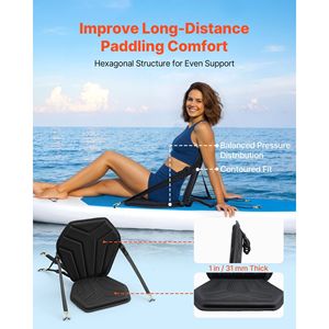 1 Pezzo Sedile per Kayak Spesso 2,5 cm, Universale per Paddle Board, con Supporto Schienale e Cuscino Imbottito Morbido Esagonale per Sit-On-Top con Vano Portaoggetti - Product Image 2