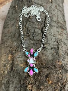 Collier artisanal en coton turquoise, argent sterling, style bohème du Sud-ouest, bijou statement, cadeau artisanal pour elle - Product Image 6