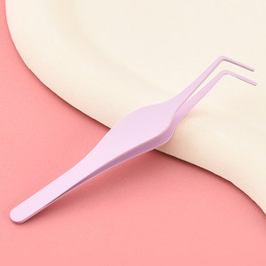 New Arrival Stainless Steel Pink Professional Eyelash Tweezers with Anti-Slip Handle for Salon Use and Eyelash Extension - Product Image 3