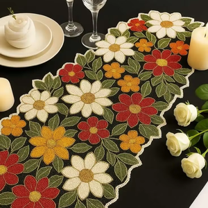 Luxury <b>Dining</b> <b>Table</b> Decor Seed Beads Embroidered <b>Runner</b> with Border Artisan-Made Beaded <b>Table</b> <b>Runner</b> for Wedding Reception <b>Table</b> - Product Image 1