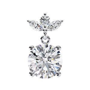 Pendientes colgantes de moissanita redonda de 6.3mm, pendientes de moissanita marquise en racimo, pendientes de moissanita marquise de 3.2×1.6mm, plata 925 - Product Image 1