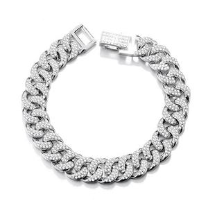 Trending S925 Sterling Silver Cuban Link Bracelet Fine Jewelry Bracelet White Gold ZIRCON Cuba Chain Bracelet for <b>Men</b> - Product Image 3