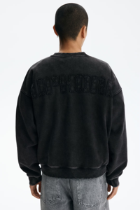 OEM Custom 380 GSM Heavyweight 100% Cotton Solid Oversize Boxy Fit Crew Neck Acid Washed <b>Men's</b> Sweatshirt Quick Dry Eco-Friendly - Product Image 2
