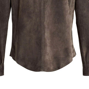 Professionally Manufactured Men Vintage Suede Leather <b>Shirt</b> Stand Collar Winter <b>Half</b> Sleeve High Quality for Sale - Product Image 5
