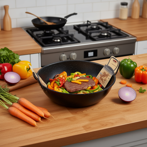 Sartén Esmaltada de 50 cm de Profundidad con Asas, Utensilio de Cocina Resistente para Freír Verduras, Carne y Más - Product Image 2