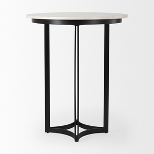 Modern Indian Marble Top Café <b>Table</b> with Matte <b>Black</b> Iron Base Contemporary Bistro Dining <b>Table</b> - Product Image 1