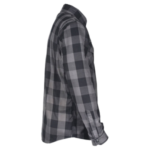 Chemise en flanelle à carreaux gris et noir avec logo personnalisé pour homme, en coton épais de qualité supérieure, décontractée, à col rabattu, manches longues, chemise industrielle - Product Image 3