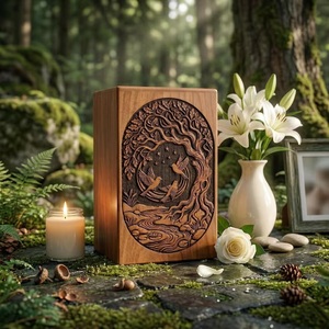 Tree of Life Wooden Cremation Urn for Human & Pet Ashes Engraved Rosewood <b>Memorial</b> <b>Box</b> American Style Eco-Friendly Durable - Product Image 4